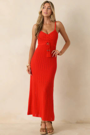 Z Supply Sundra Poppy Red Crochet Maxi Dress | Red Dress