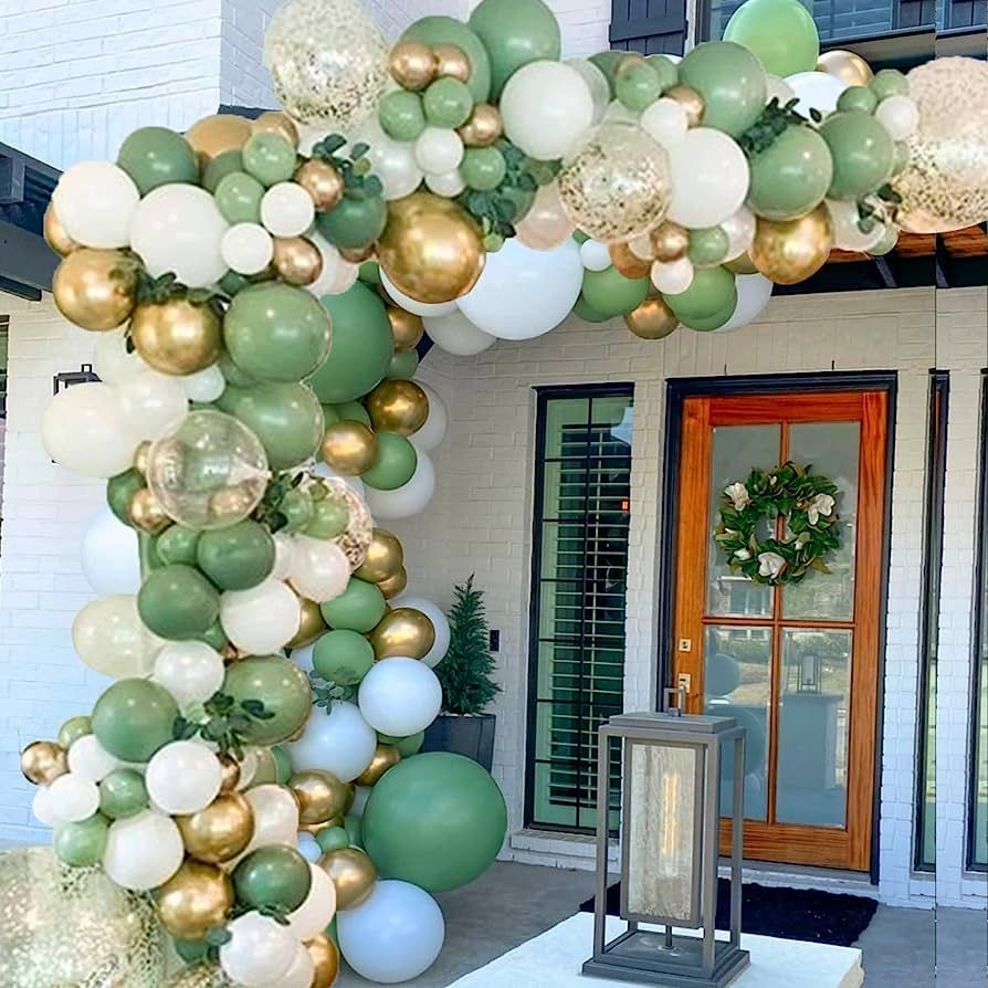 Sage Green Balloon Garland Kit Arch Oh Baby Shower Olive Matte Different Sizes Decor Happy Birthd... | Amazon (US)