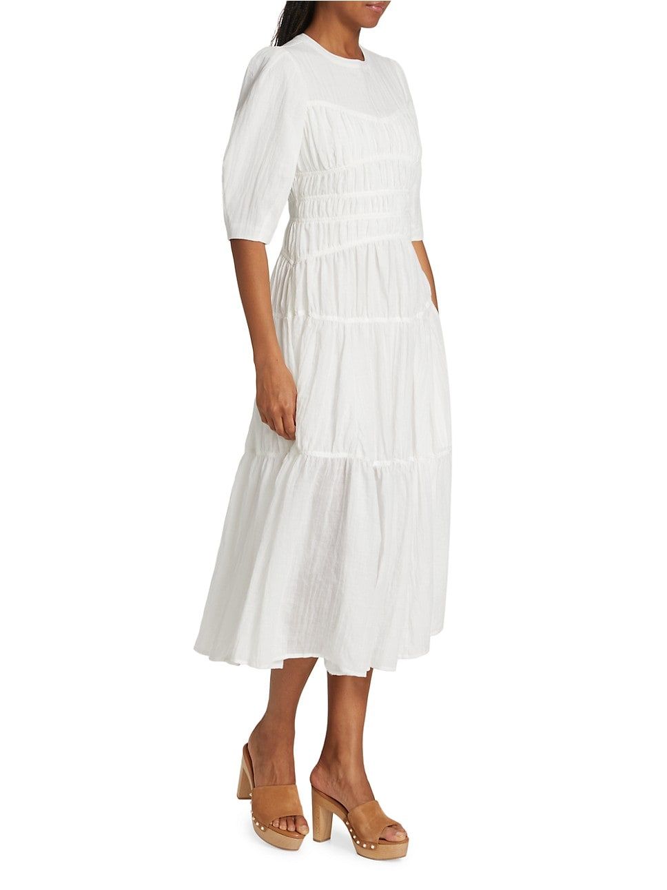 Puff-Sleeve Midi-Dress | Saks Fifth Avenue