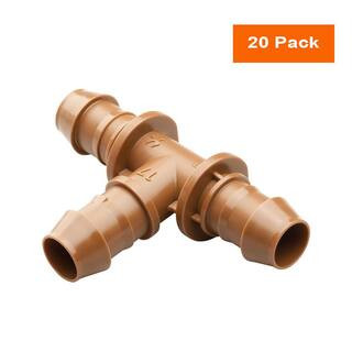 1/2 in. Barbed Tees for Drip Tubing, Brown (20-Pack) | The Home Depot