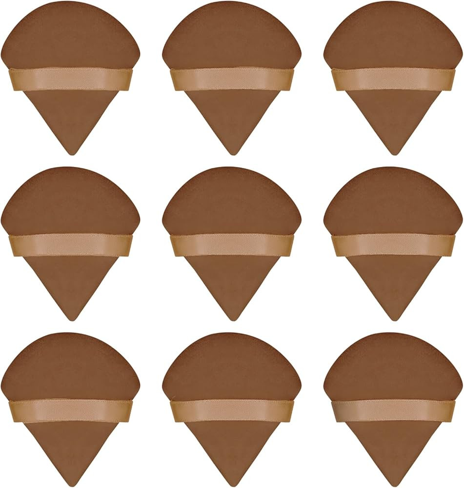 9Pcs Triangle Powder Puffs, Face Makeup Puff for Body Loose Powder Beauty Makeup Tool Brown | Amazon (US)