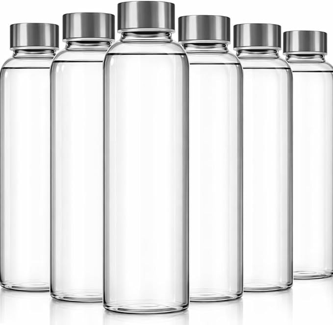 Epica Clear Glass Bottles with Lids, 18oz Resuable Glass Water Bottles for Juicing with Stainless... | Amazon (US)