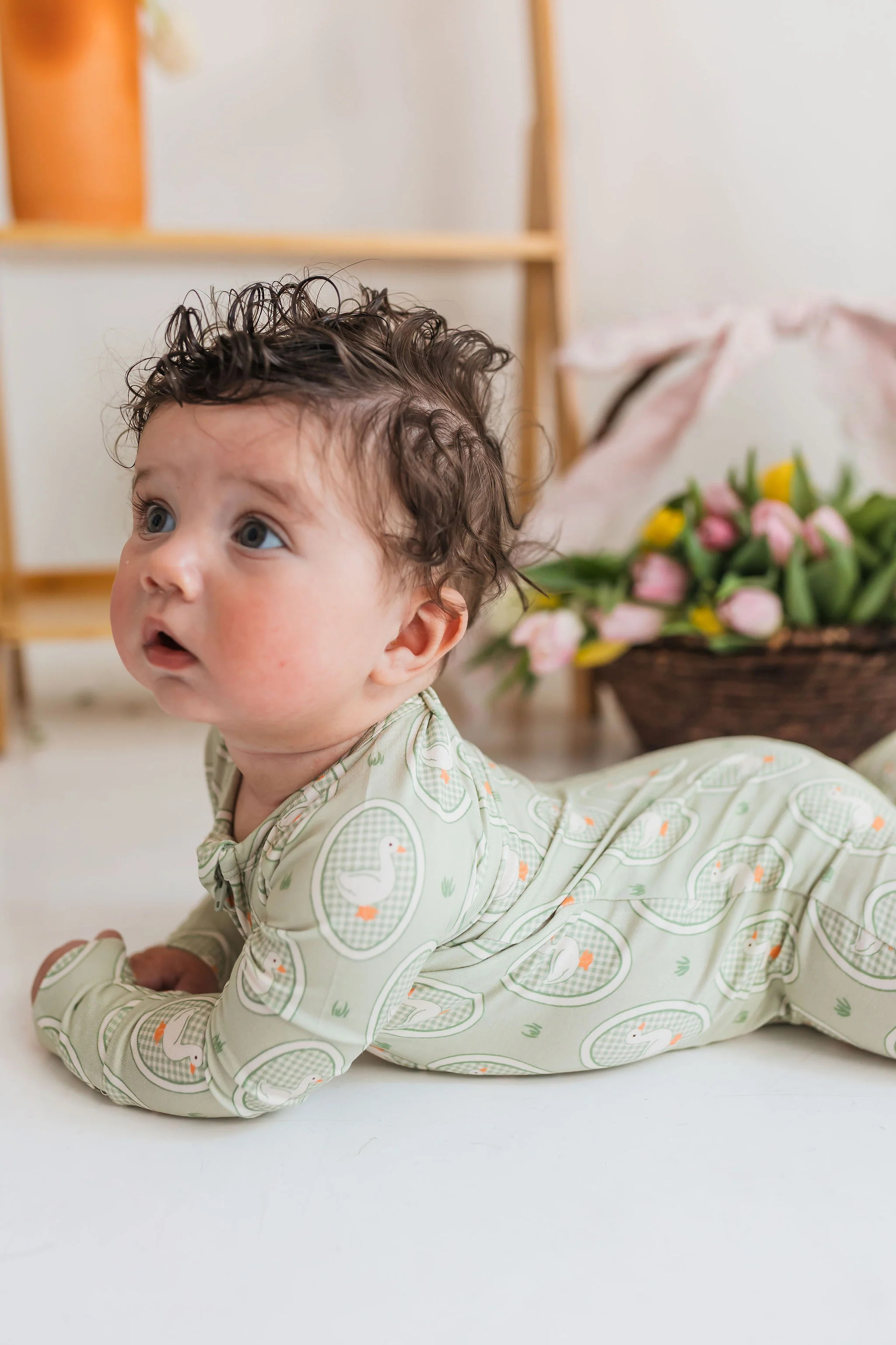 Green Little Goose Zipper Romper | In My Jammers