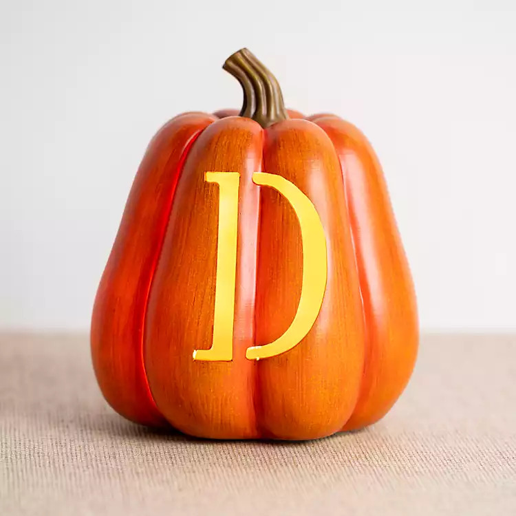 Pre-lit Orange Monogram D Pumpkin | Kirkland's Home