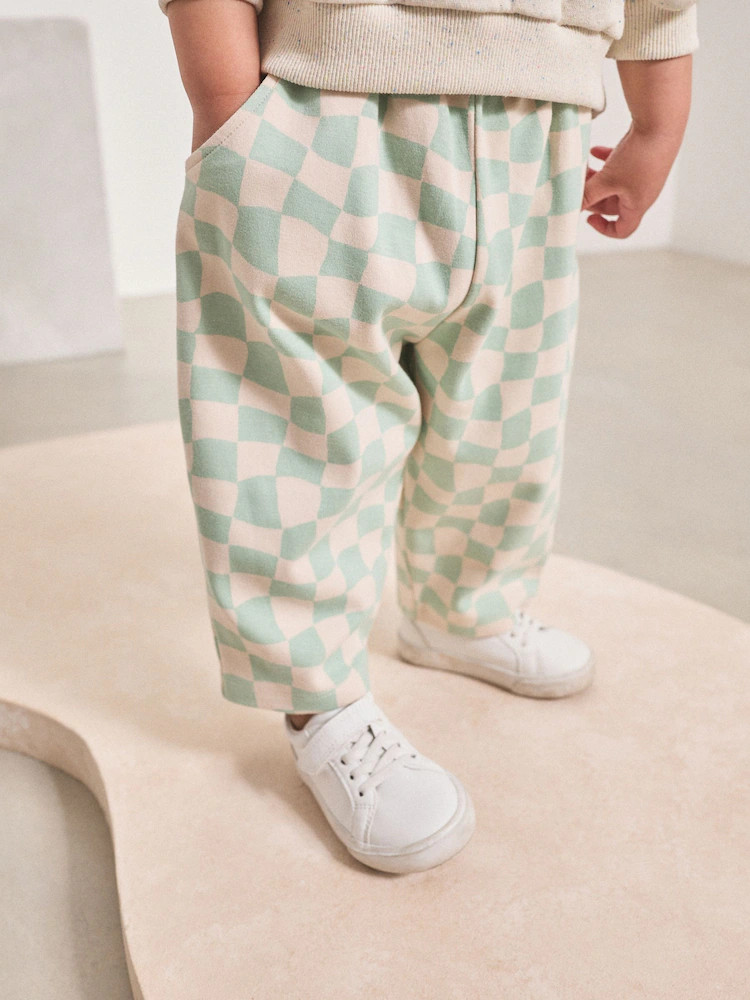 Mint Green Checkerboard Textured Barrel Leg Trousers (3mths-7yrs) | Next US