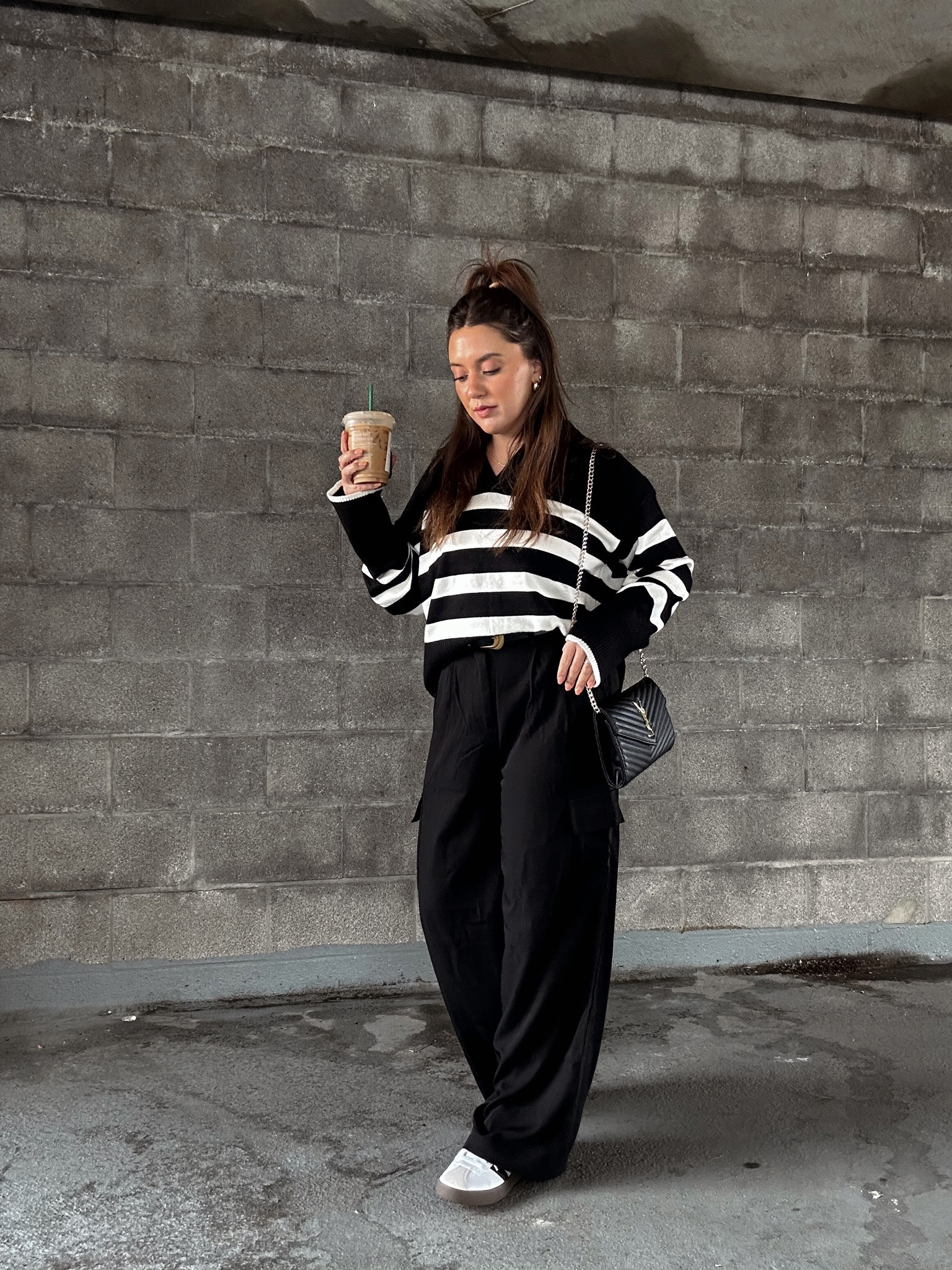 Striped sweater - medium 
Cargo trousers - medium (little long) 
Western belt with gold detail, adidas sambas, fall style 

#LTKstyletip