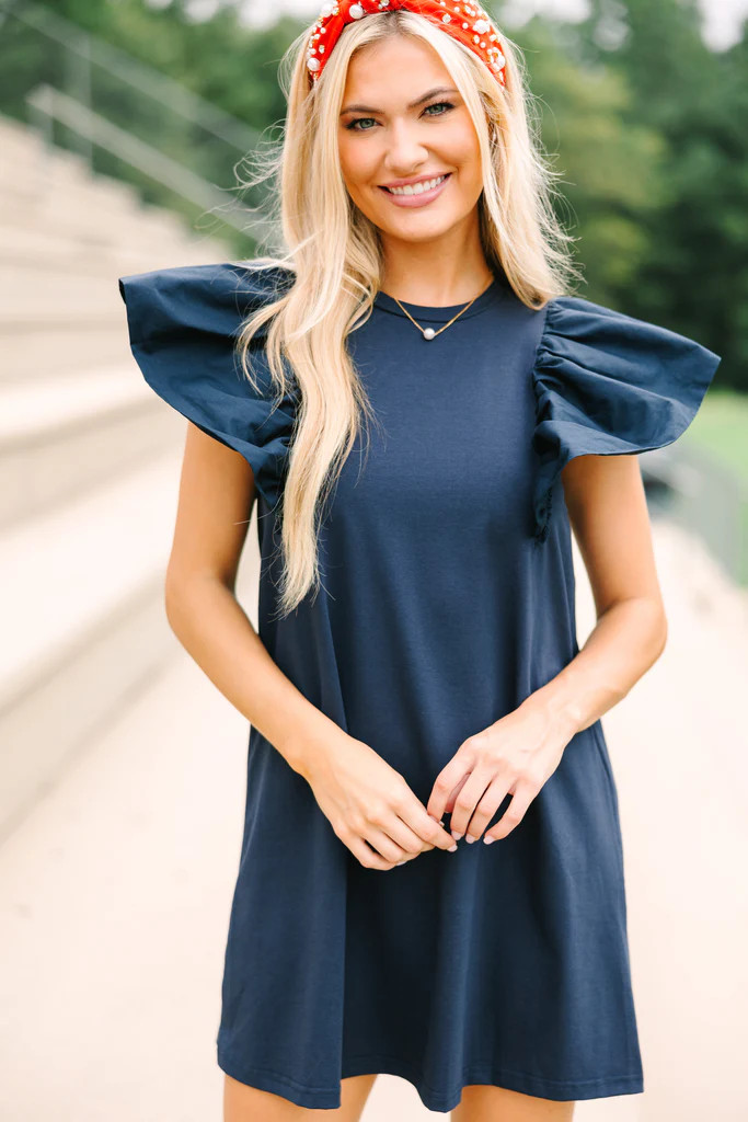Get Ready Navy Blue Ruffled Mini Dress | The Mint Julep Boutique