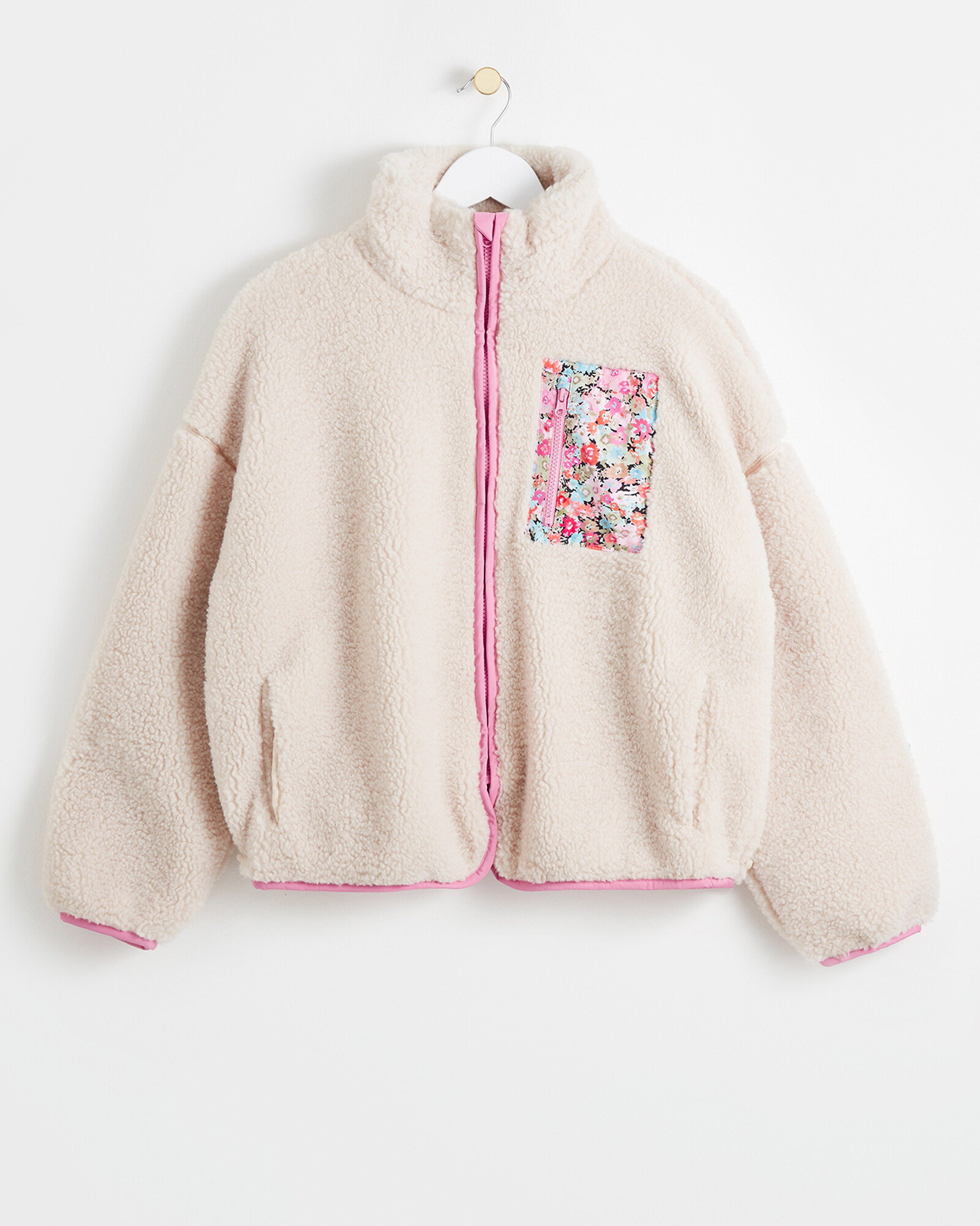 Active Dainty Ditsy Floral Print Pocket Cream Fleece Jacket | Oliver Bonas | Oliver Bonas (Global)