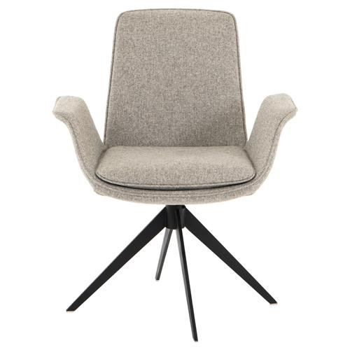 Edmund Mid Century Modern Grey Upholstered Black Iron Office Chair | Kathy Kuo Home