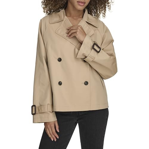 Levi's Women's Short Double Breasted Trench, Khaki, Small | Amazon (US)