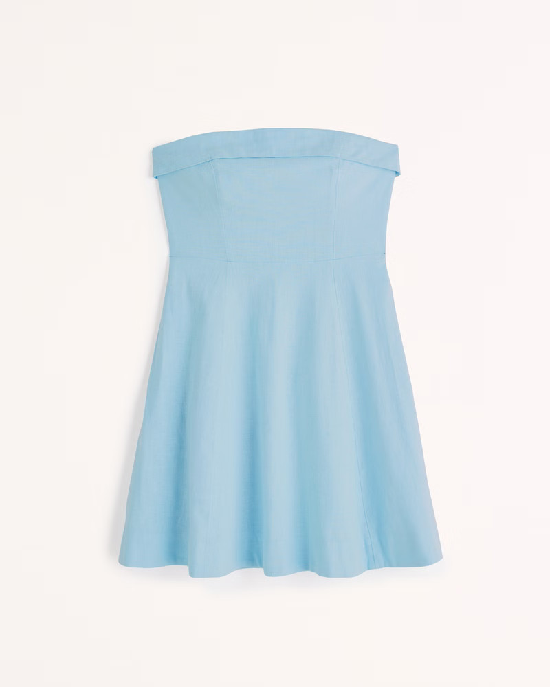 Strapless Linen-Blend Mini Dress | Abercrombie & Fitch (US)
