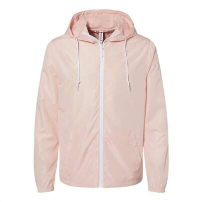 Lightweight Windbreaker Full-Zip Jacket (Blush/ White Zipper) | SHEIN
