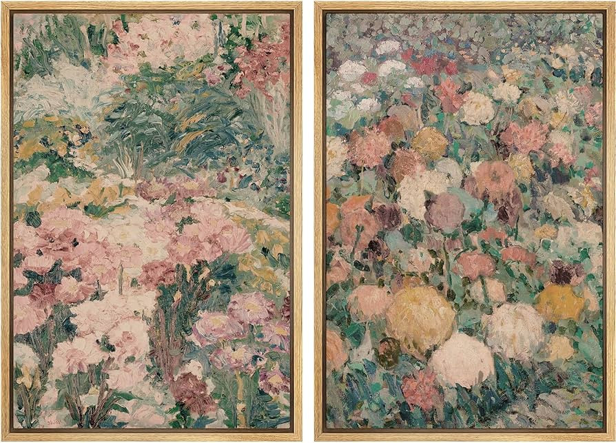 MUDECOR Framed Canvas Print Wall Art Impressionist Floral Garden Vintage Botanical Illustrations ... | Amazon (US)
