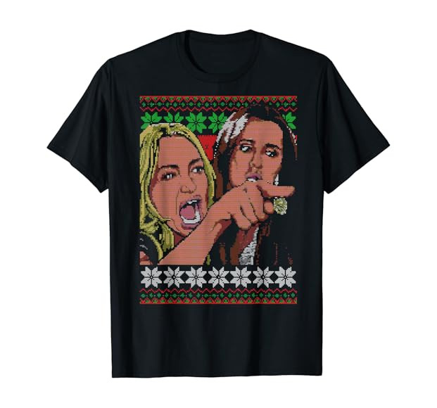Woman Yelling at a Cat Ugly Christmas Sweater Meme Design T-Shirt | Amazon (US)