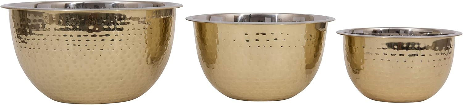 Creative Co-Op Hammered Stainless Steel Bowls in Gold Finish (Set of 3 Sizes) | Amazon (US)
