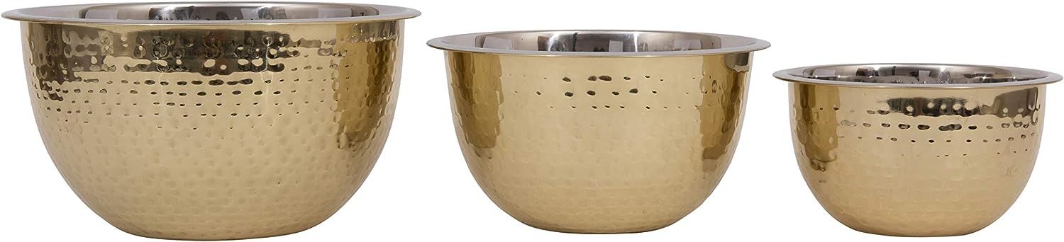 Creative Co-Op Hammered Stainless Steel Bowls in Gold Finish (Set of 3 Sizes) | Amazon (US)