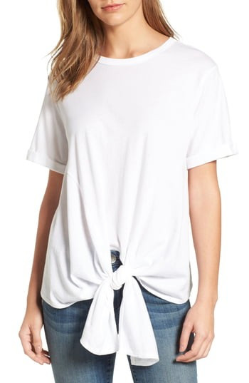Women's Caslon Tie Front Tee, Size X-Small - White | Nordstrom