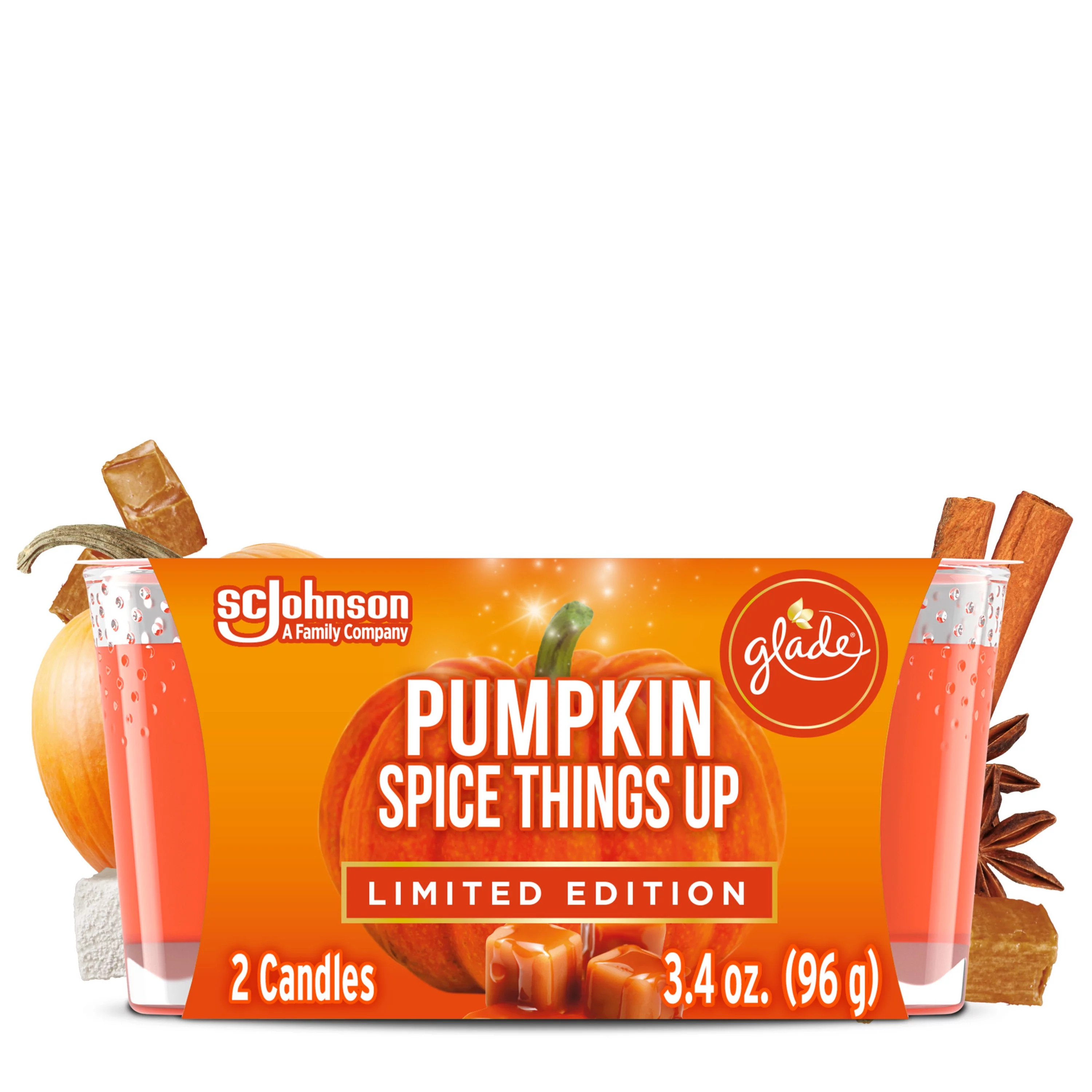 Glade Jar Candle 2 Ct, Pumpkin Spice Things Up, 6.8 Oz. Total, Air Freshener, Wax Infused with Es... | Walmart (US)