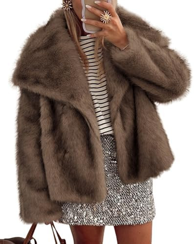 PRETTYGARDEN Womens Winter Coats 2025 Trendy Long Sleeve Furry Faux Fur Jackets Button Lapel Warm... | Amazon (US)