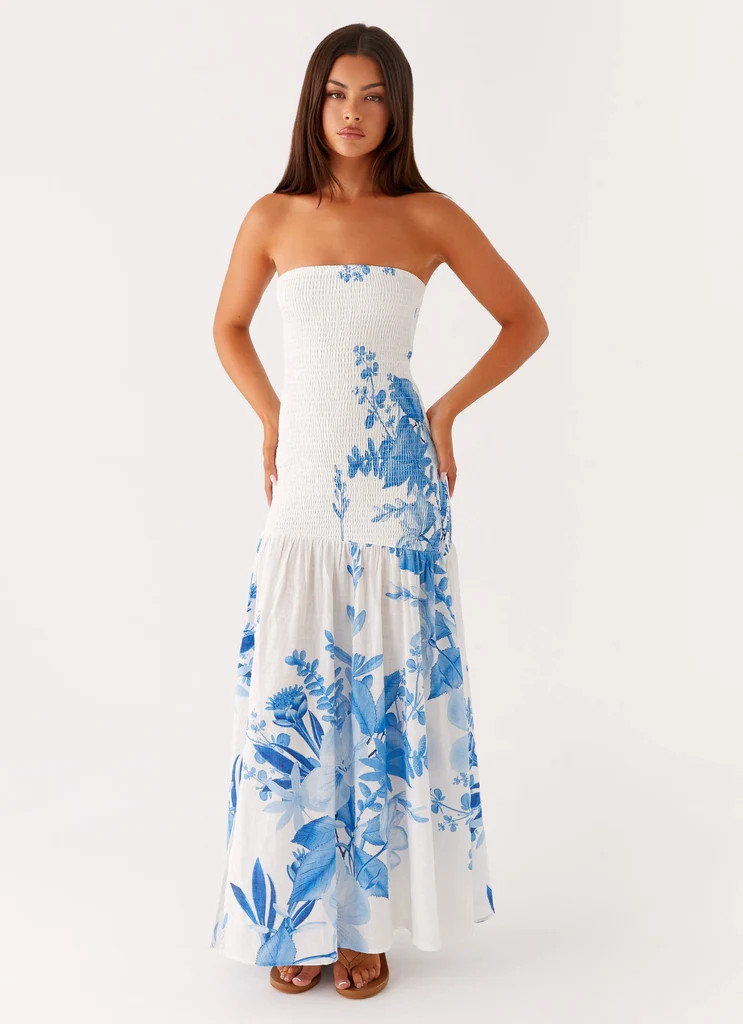 Rebecca Maxi Dress - Blue Floral Print | Peppermayo (Global)