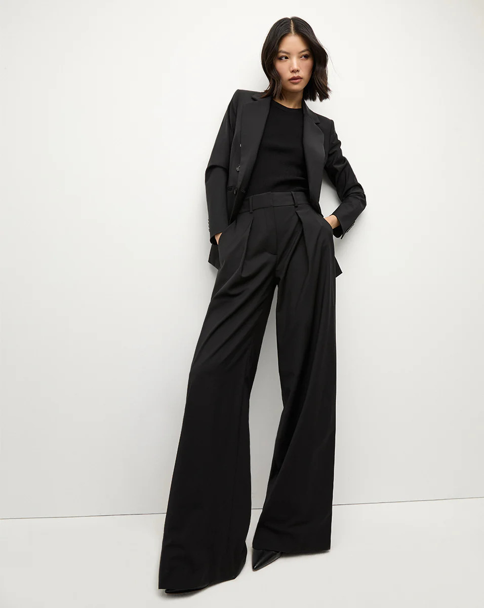 Sonia Wide Leg Tailored Pant in Black | Veronica Beard | Veronica Beard