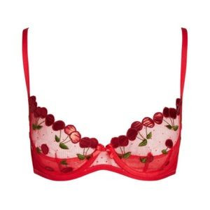 NWOT For Love & Lemons Flocked Lace Cherry Bra Extra Small XS | Poshmark