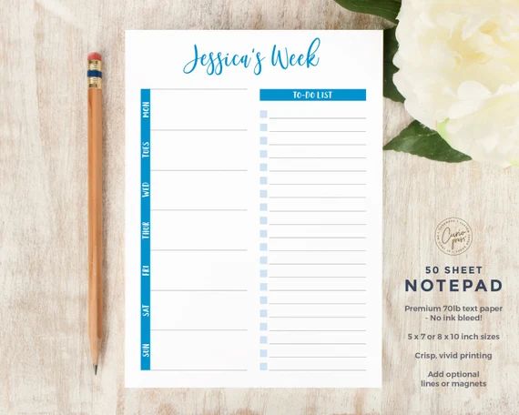 Personalized Notepad  WEEKLY PLAN  Stationery / Stationary | Etsy | Etsy (US)