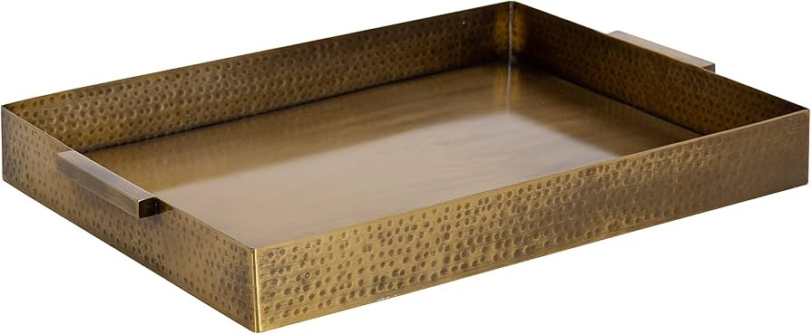 Kate and Laurel Samana Modern Glam Rectangle Metal Tray; 18 x 13 x 2; Brass; Rectangular Polished... | Amazon (US)