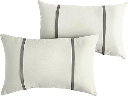Mozaic Company AMPS114629 Indoor Outdoor Sunbrella Lumbar Pillows, Set of 2, 12x18, Canvas Natura... | Amazon (US)