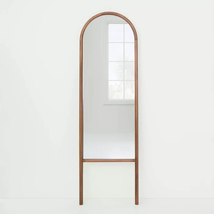 20" x 65" Wood Arched Floor Mirror Walnut - Threshold™ designed with Studio McGee | Target
