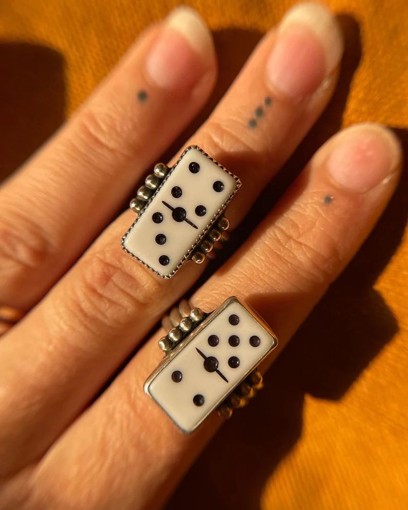 Sterling silver Domino ring (Made to order) | Etsy (US)