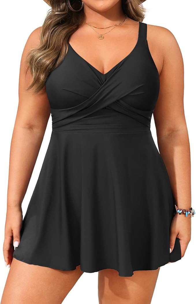 Aqua Eve Plus Size Swim Dress - Two Piece Tankini Swimsuit Tummy Control Bathing Suit with Shorts... | Amazon (US)