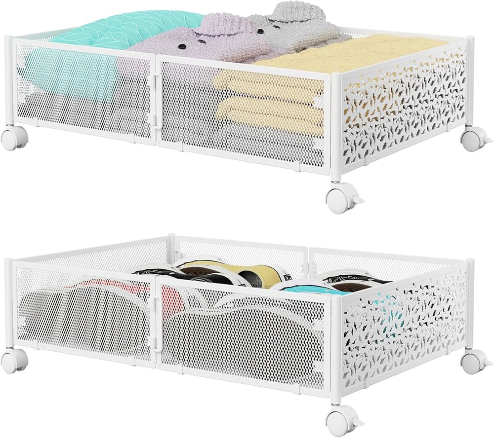 Under Bed Storage, Under the Bed Storage Containers with Wheels, Under Bed Shoe Storage Organizer... | Amazon (US)