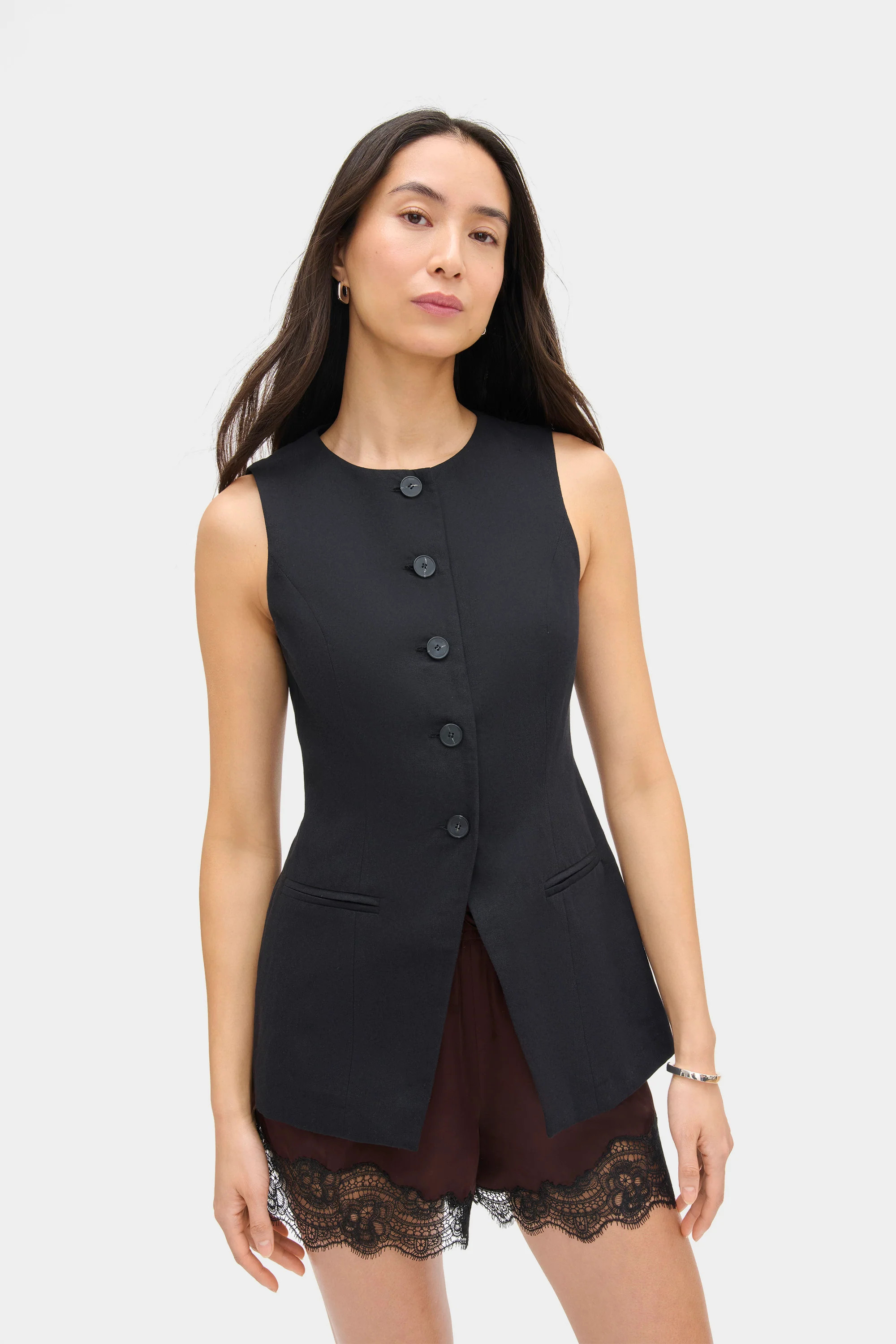 ALIGNE Linen Waistcoat - Black | Leo | ALIGNE UK & EU
