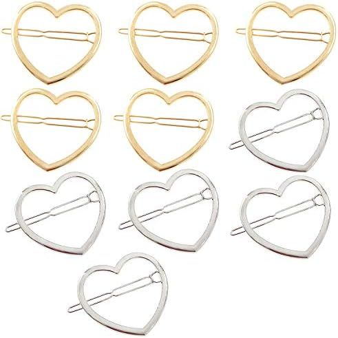 10 Pcs Hollow Smooth Love Heart Hair Pins Clip - Fashion Cute All-Match Hairpin Side Clamp Liu Hai H | Amazon (US)