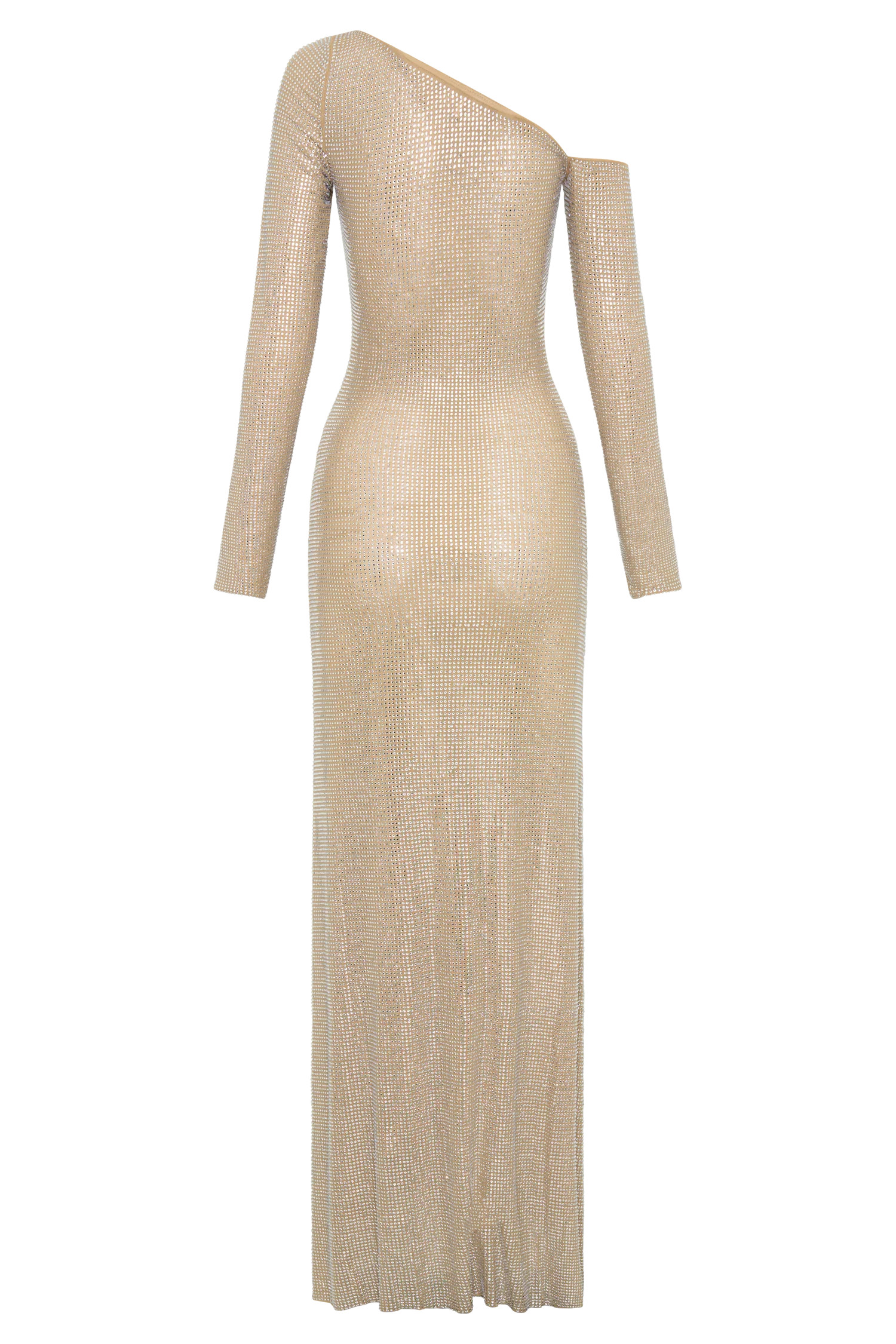 Marcia Diamante Long Sleeve Maxi Dress - Nude | MESHKI US
