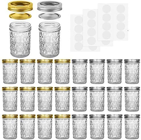 Mason Jars, 8 OZ Mason Jars Canning Jars Jelly Jars With Regular Lids and Bands, Ideal for Jam, Hone | Amazon (US)