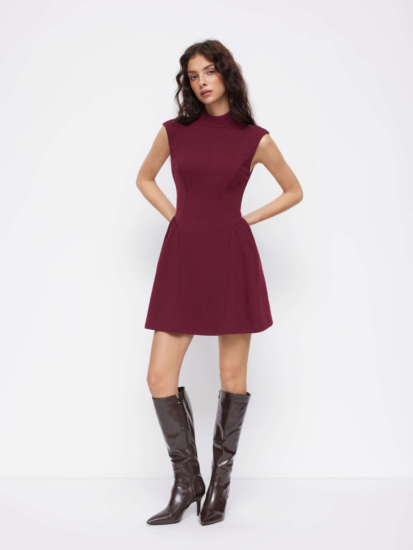 High Neck Ruffle A-line Mini Dress | Cider