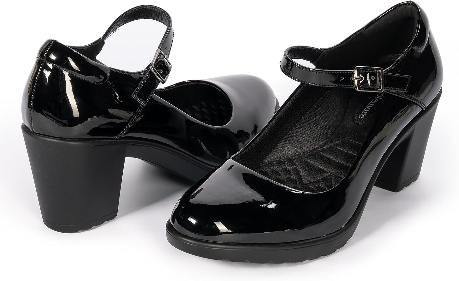 Mary Jane Heels with Arch Support, Closed Round Toe Chunky Pumps for Women, Comfortable Block Hee... | Amazon (US)