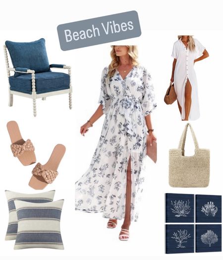 Summer dress, coastal decor, beachhouse, sandals, blue and white, maxi dress

#LTKHome #LTKSeasonal #LTKMidsize