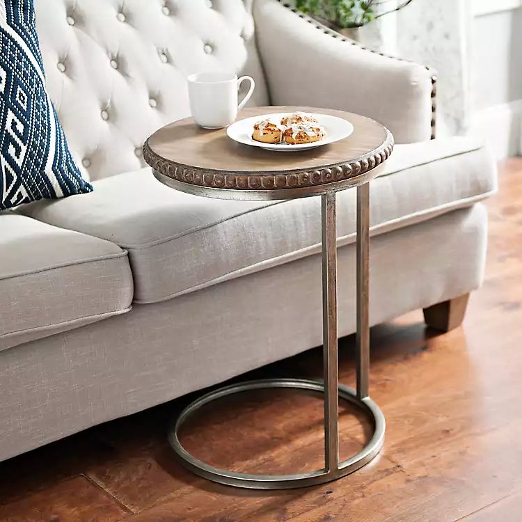 Beaded Round Wood C-Table | Kirkland's Home