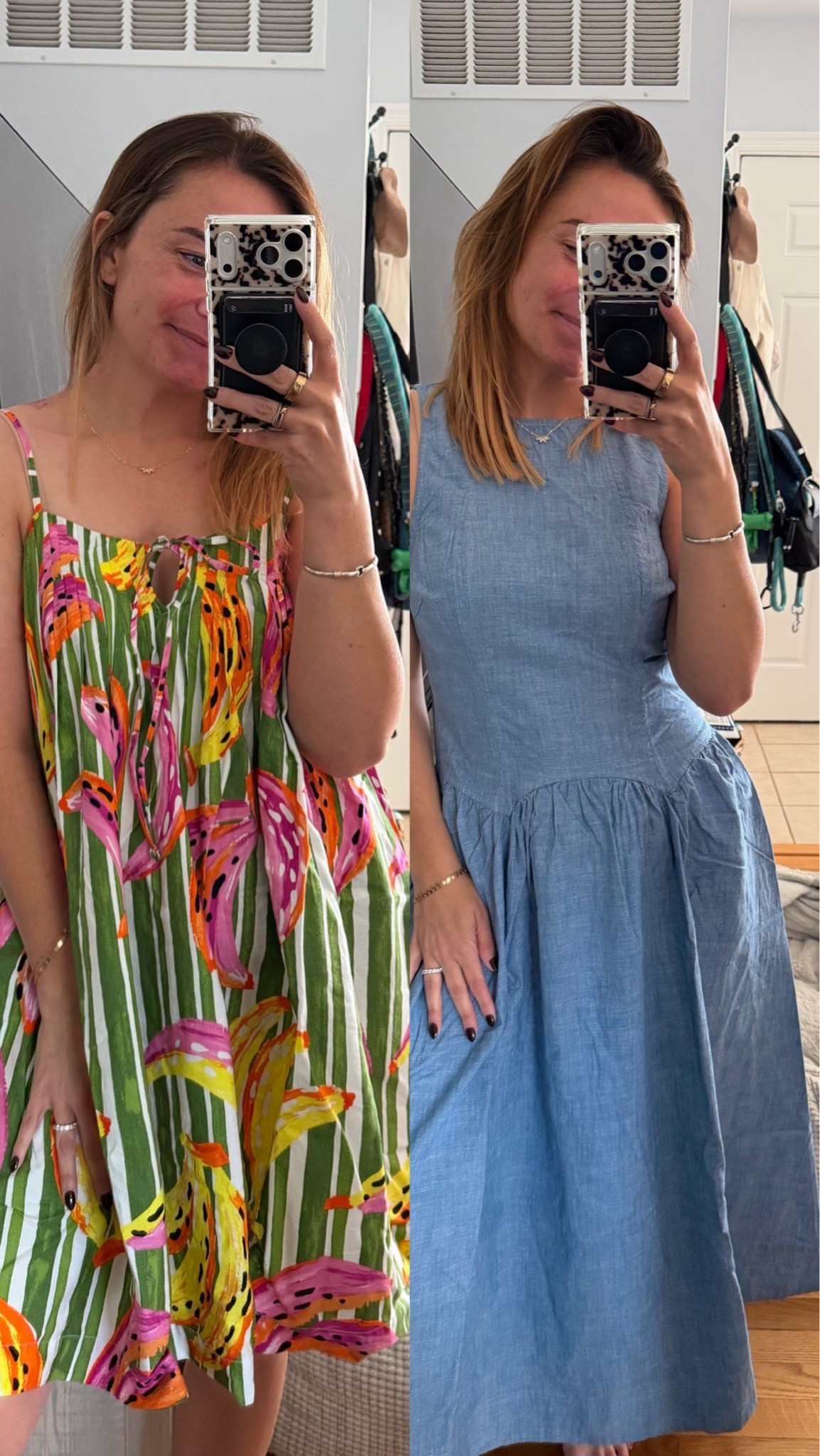 This dress on the left looks just like a farm Rio one & this denim one fits like a glove (and it's on clearance!) Both under $30! Comment DRESS to shop!

#LTKootd #LTKdayinmylife #LTKSeasonal