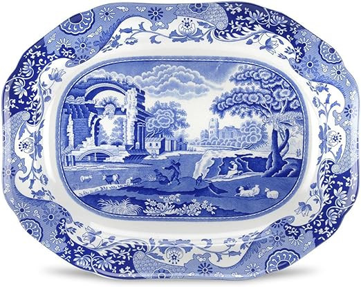 Spode Blue Italian Medium Oval Platter | 14 Inch Serving Platter for Dessert, Appetizers, and Sna... | Amazon (US)