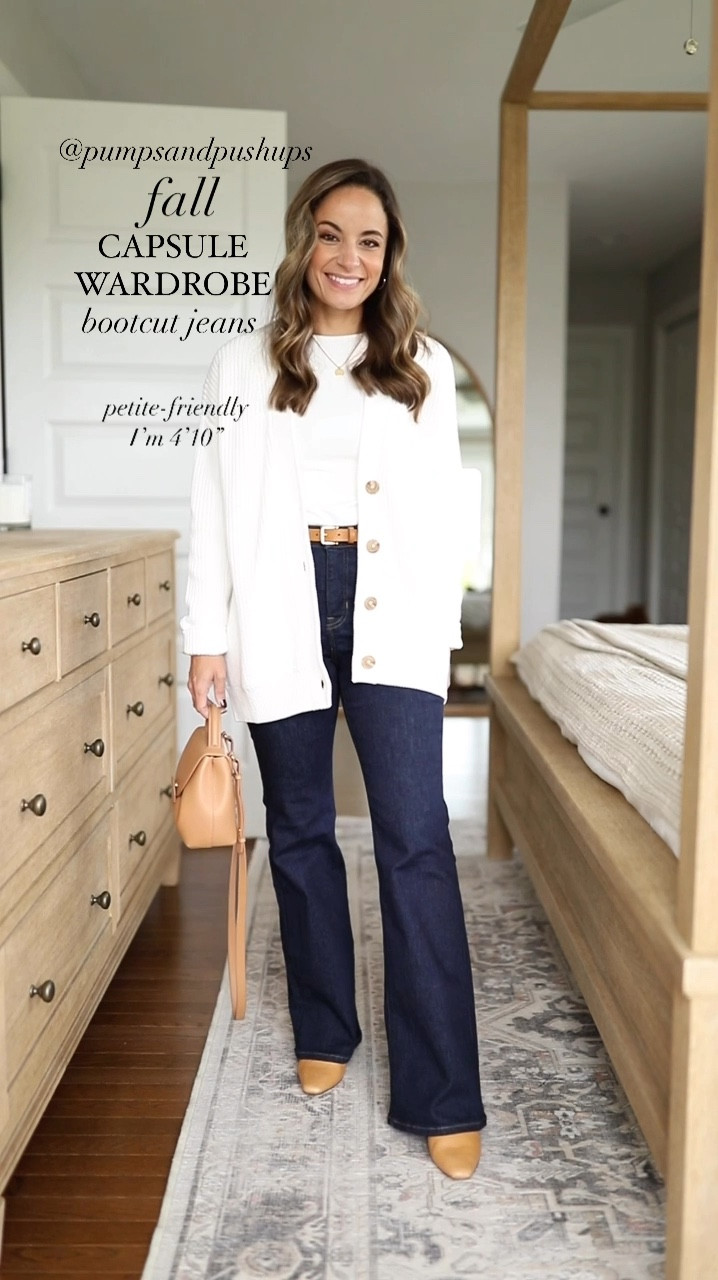 2024 fall casual capsule series: bootcut jeans 

White sweater (quince): xs 
Leopard sweater (j.crew): xxs 
Green sweater (quince): xs 
Brown sweater (j.crew): xxs 
White cardigan (quince): xs 
Olive jacket (Abercrombie): xxs 
Denim shirt (j.crew): petite xxs 
Long cardigan (j.crew): xxs in Heather Birch 
Puffer coat (j.crew): petite xxs 
Green coat (j.crew): petite 00 
White t-shirt (gap): xxs 
Black t-shirt (gap): xxs 
Bootcut jeans (j.crew): petite 24 
Unable to link tan bag, it’s from
Polene, the un nano 

*alternate less expensive options are listed on my blog post for the capsule wardrobe 

My measurements for reference: 4’10” 105lbs bust, waist, hips 32”, 24”, 35” size 5 shoe. 25” inseam measurement to my ankle bone.


#LTKFallSale #LTKSeasonal