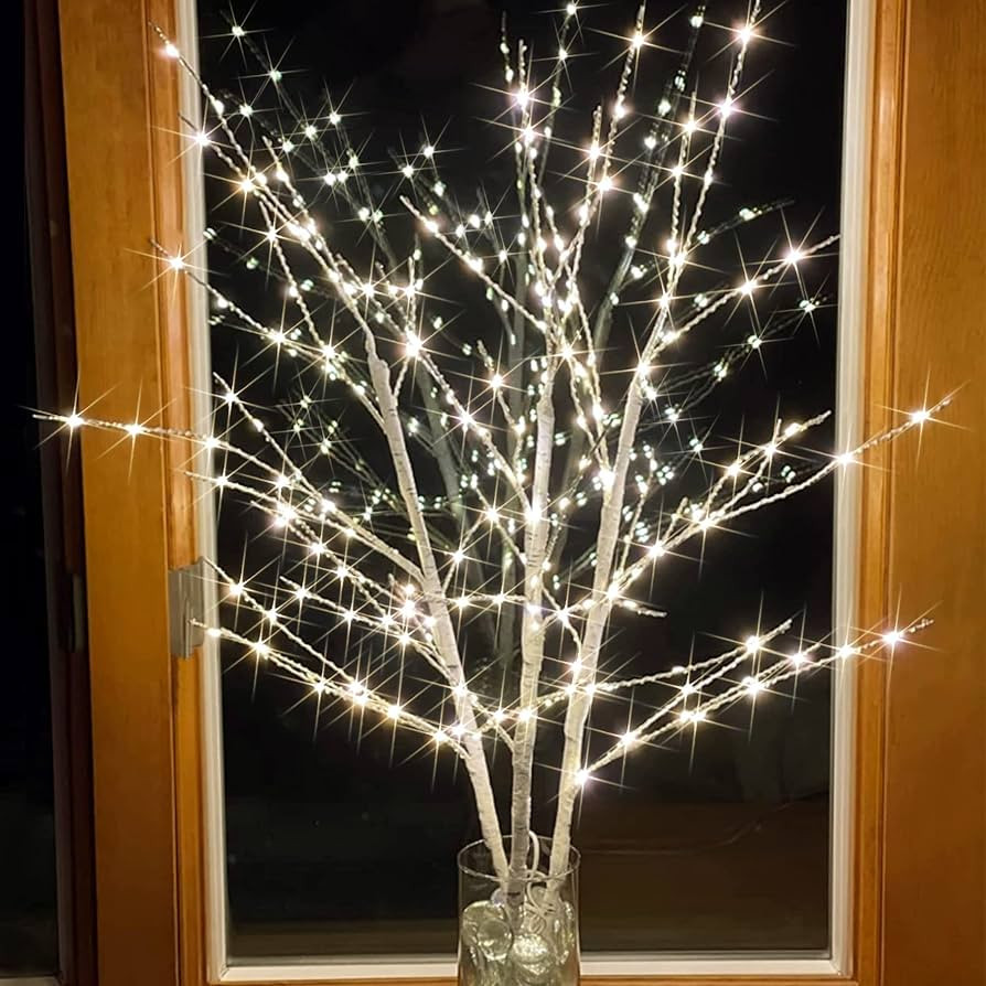 Bexdir Lighted Birch White Branches for Vase 33IN 180LED with Timer Plug in, Artificial Tree Whit... | Amazon (US)