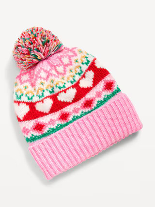 Sweater-Knit Pom-Pom Beanie for Girls | Old Navy (US)