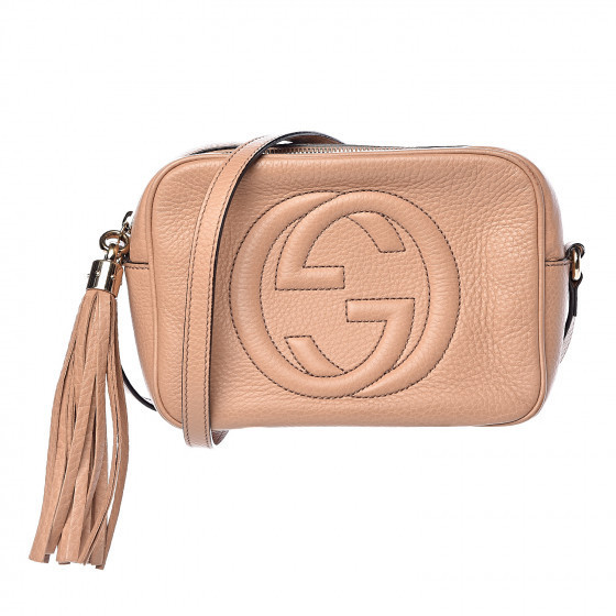 GUCCI Pebbled Calfskin Small Soho Disco Bag Camelia | Fashionphile