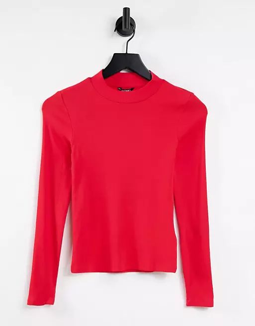 Monki organic cotton long sleeve top in bright red | ASOS (Global)