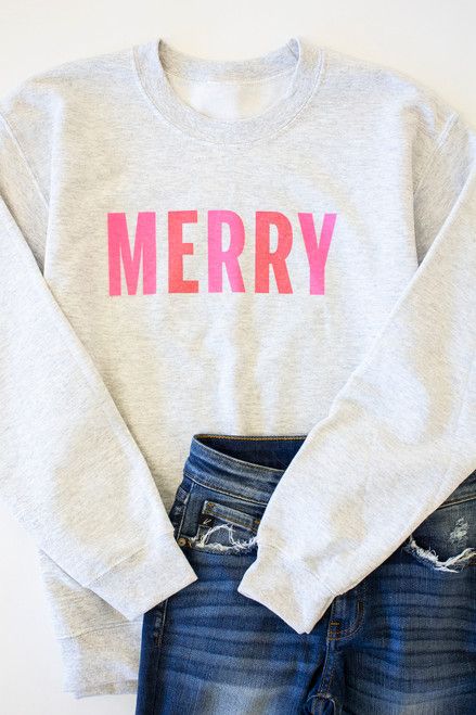 Colorful Merry Ash Graphic Sweatshirt | The Pink Lily Boutique