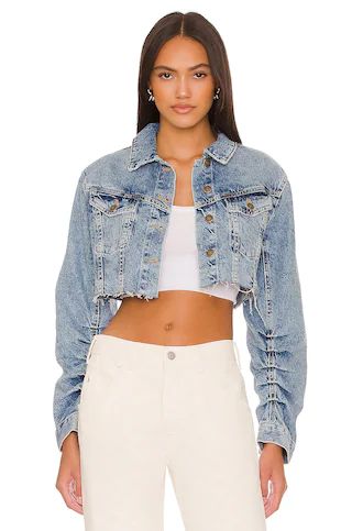 Free People Ollie Femme Denim Trucker Jacket in Aged Stone from Revolve.com | Revolve Clothing (Global)
